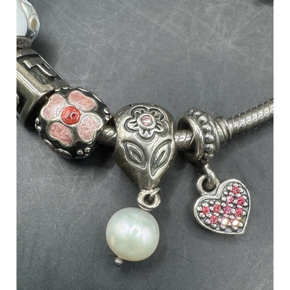 Pandora .925 Sterling Silver Bracelet With 14 Charms & Original Pandora Box - Picture 6 of 9